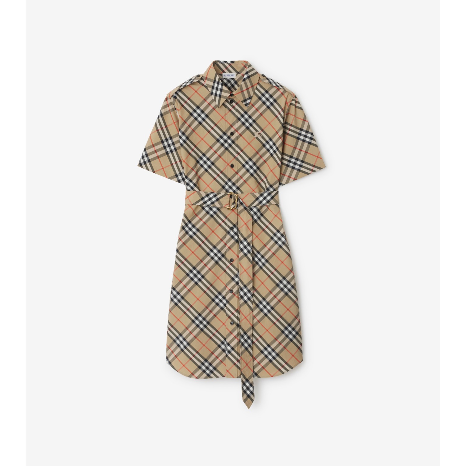 Check Cotton Shirt Dress