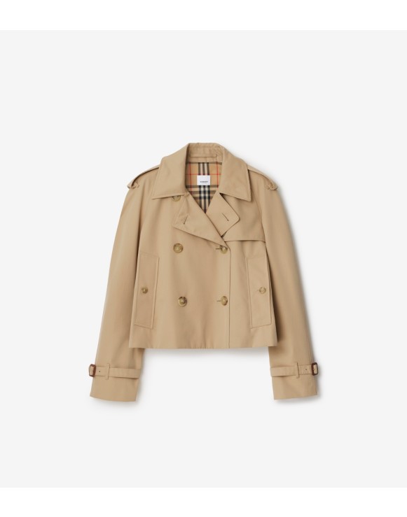 Cropped Gabardine Trench Jacket