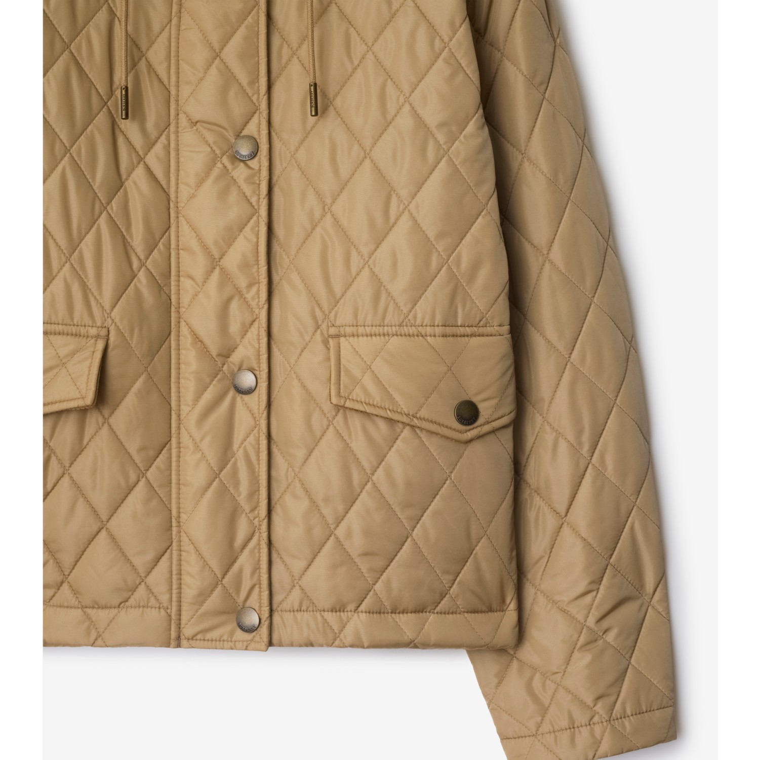 Cropped Quilted Nylon Hooded Jacket