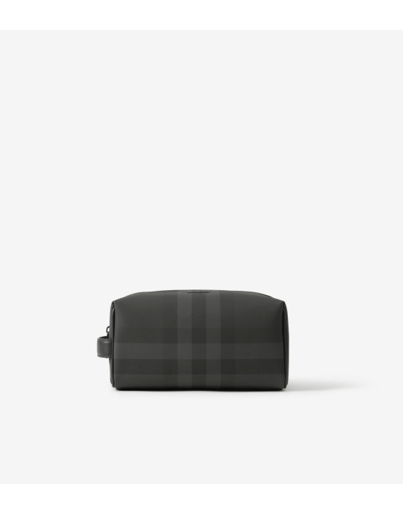 Check and Leather Travel Pouch