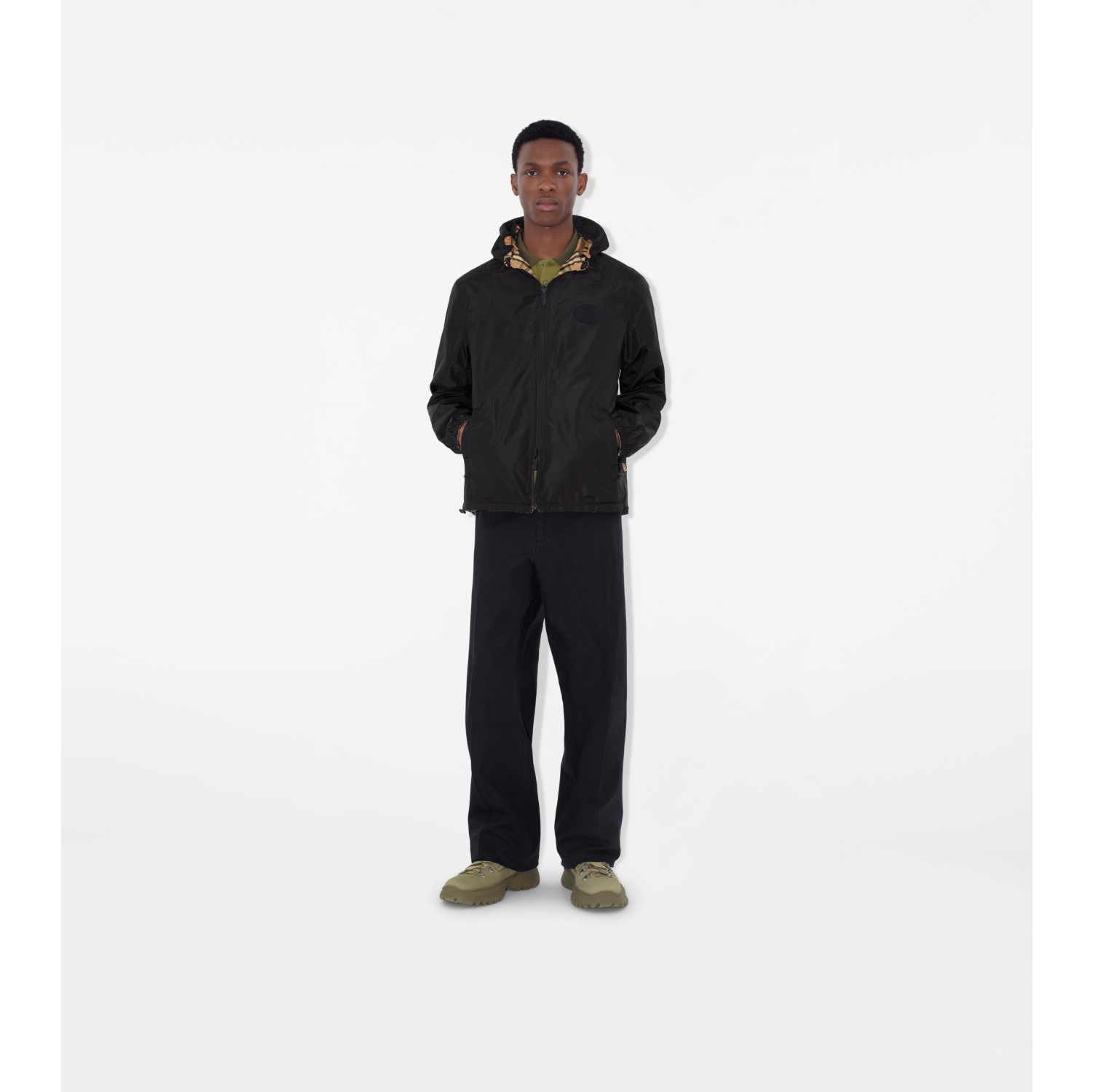 Reversible Check Hooded Jacket
