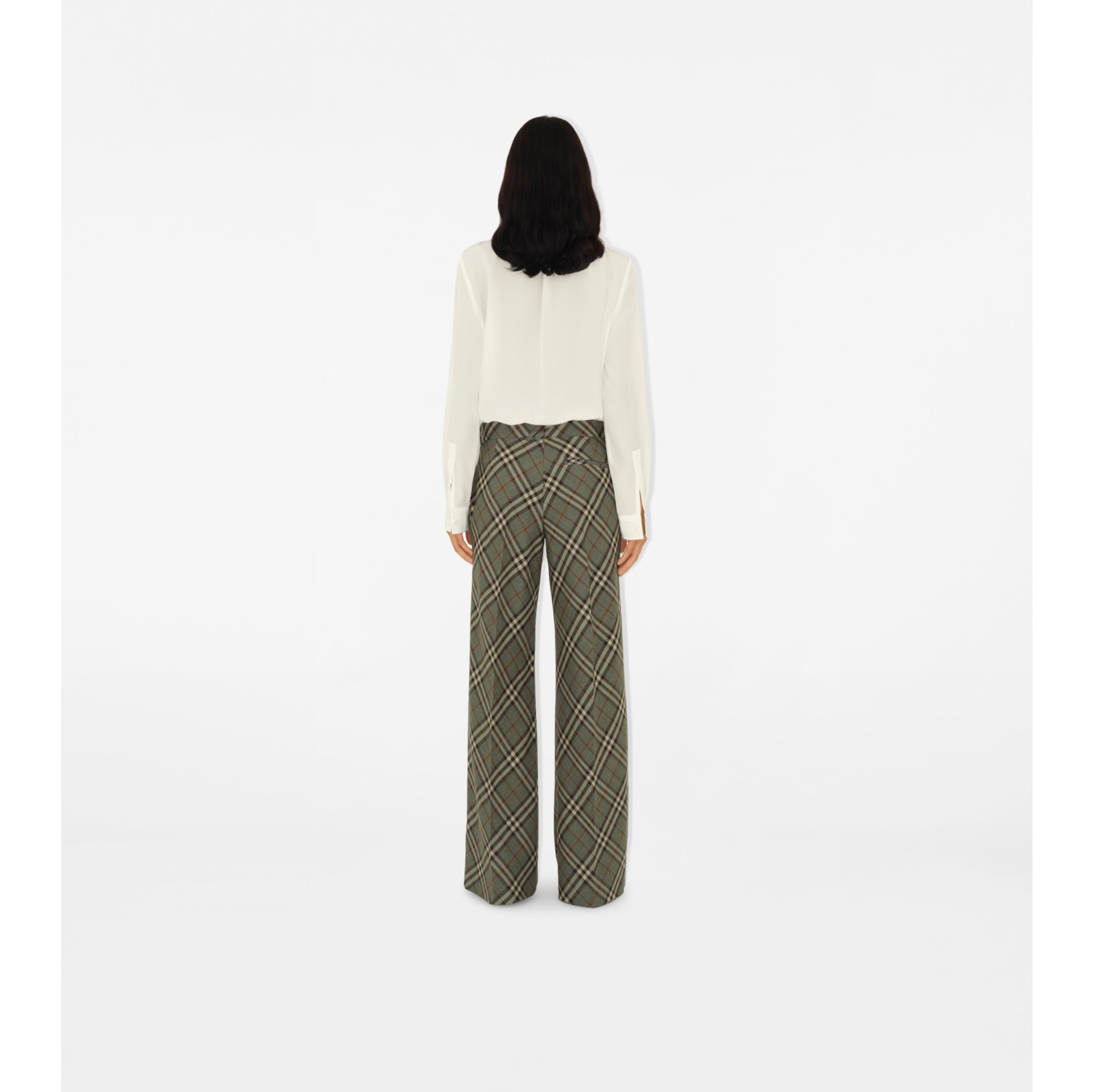 Check Wool Tailored Trousers