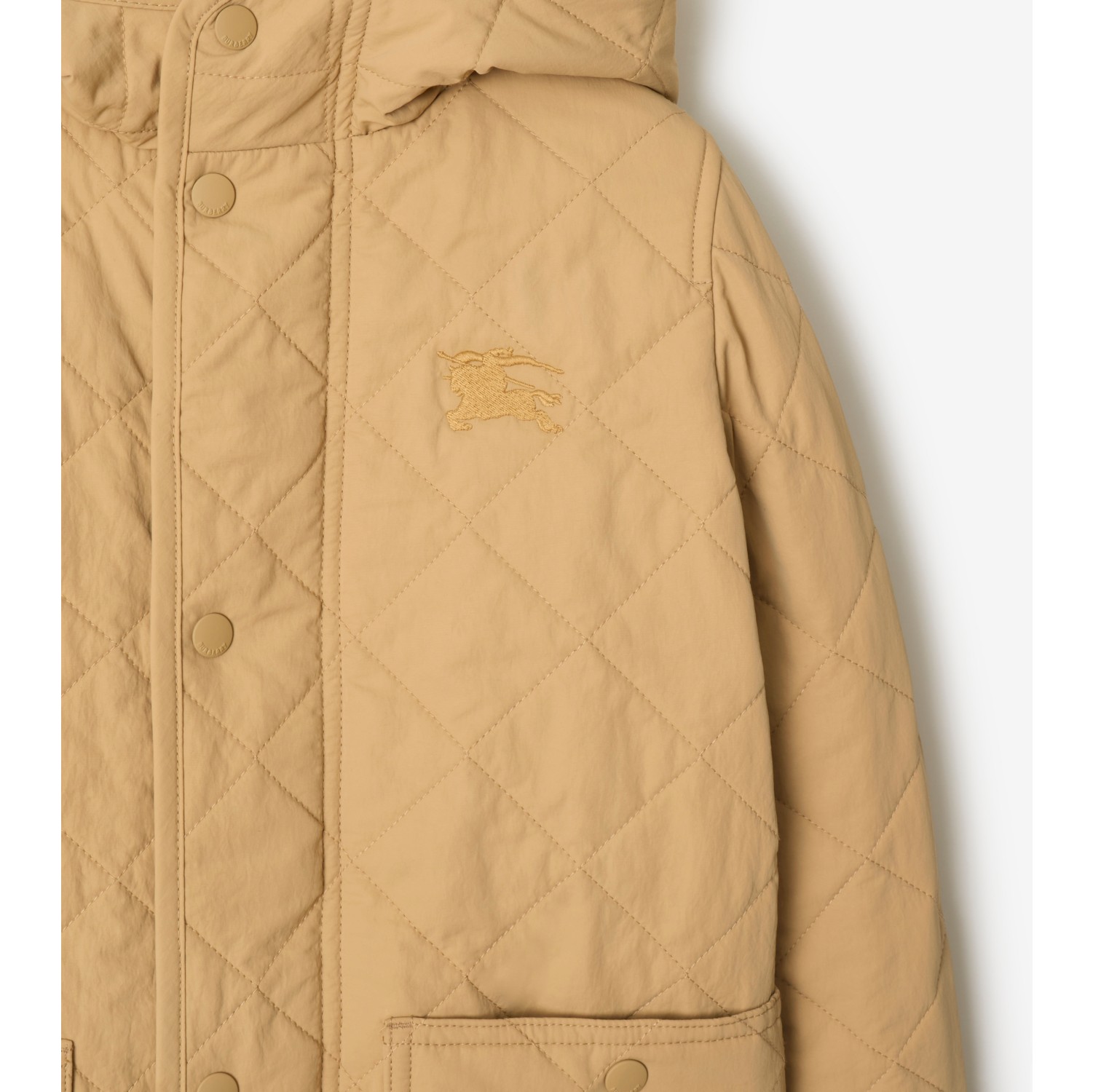 Quilted Nylon Hooded Coat