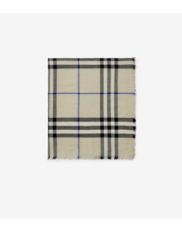 Wide Check Wool Scarf
