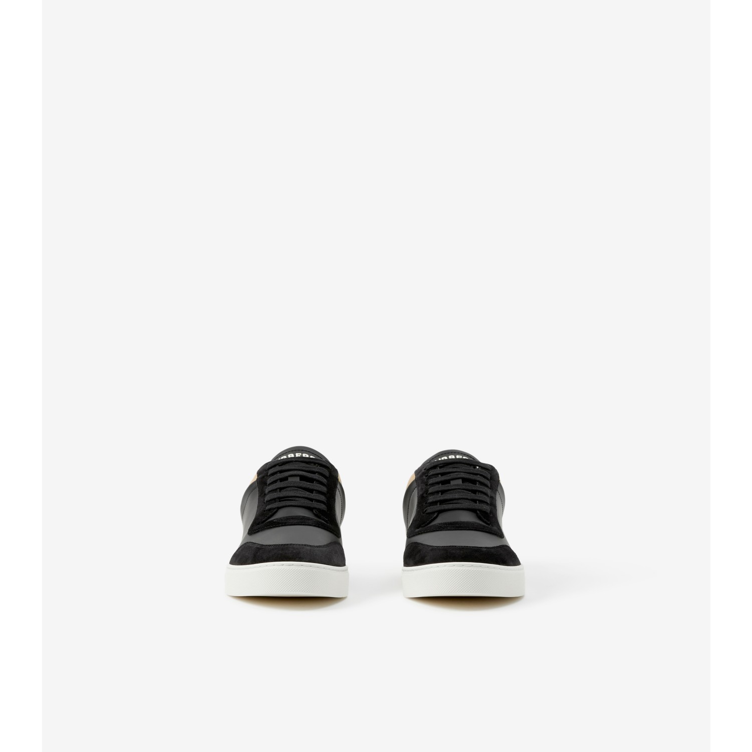 Sneakers en cuir, cuir velours et Check