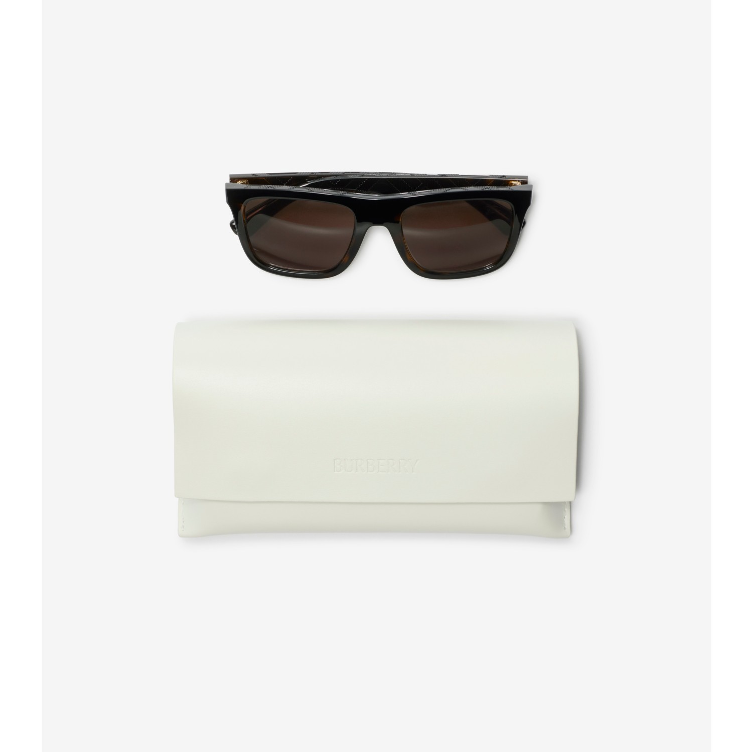 Embossed Check Square Sunglasses