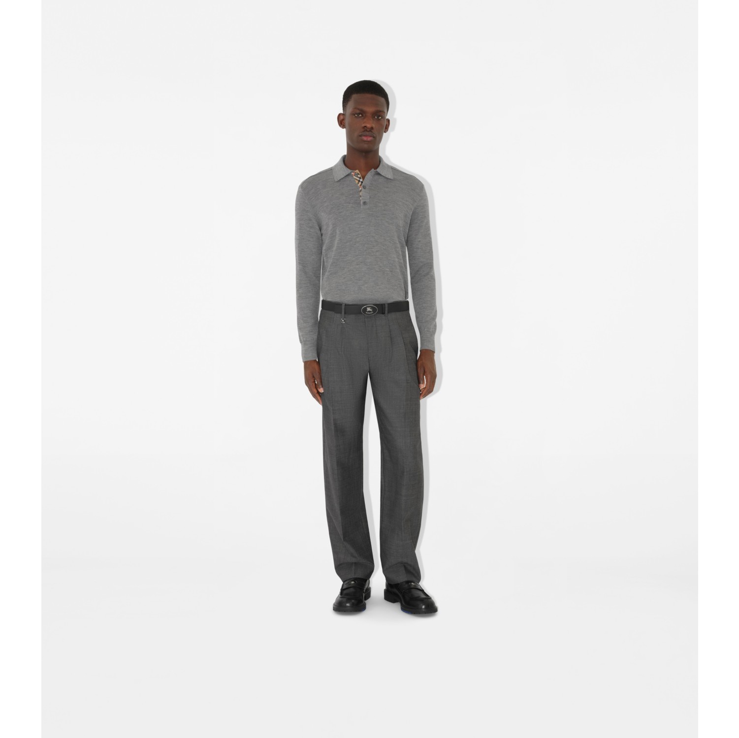 Long-sleeve Wool Polo Shirt