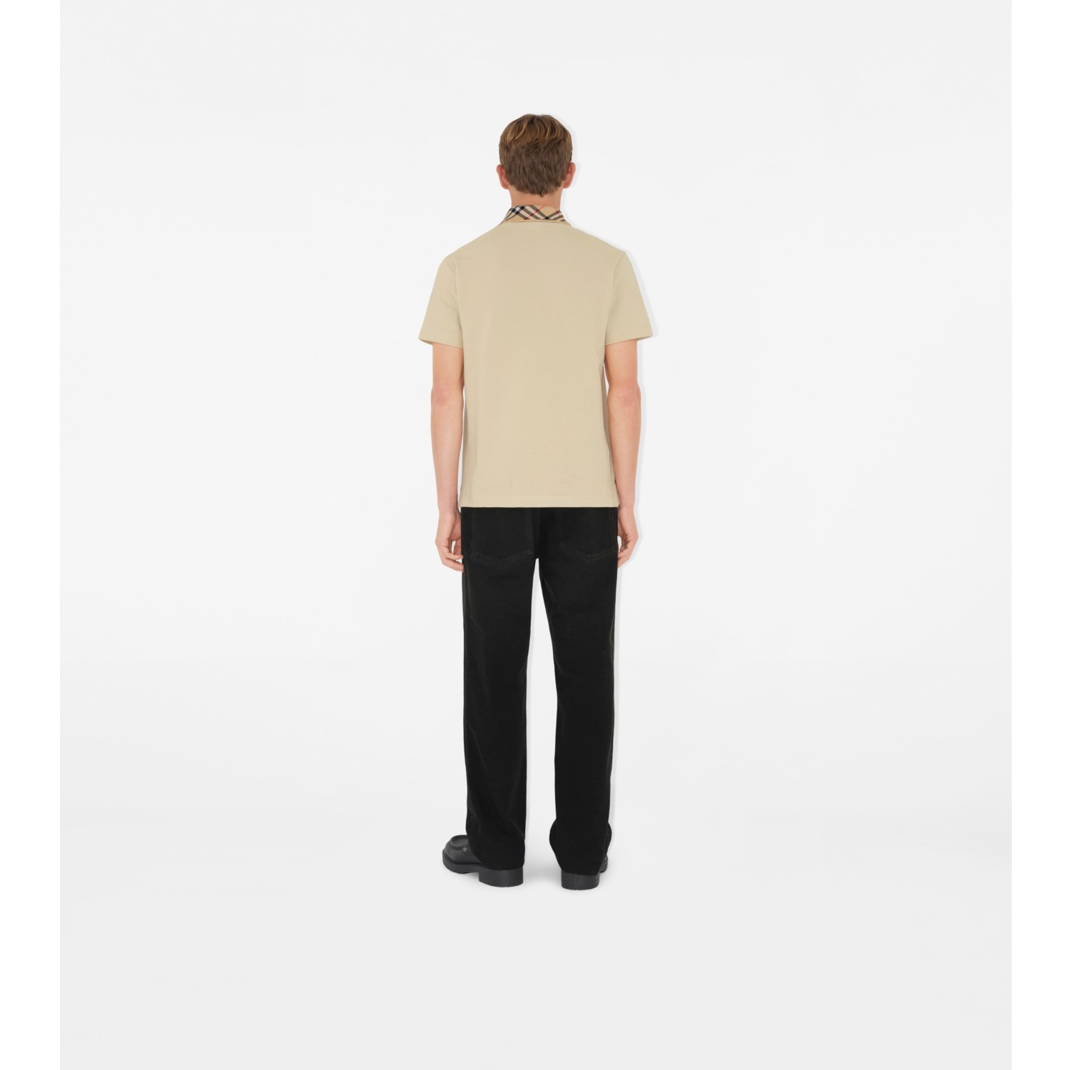 Check Collar Cotton Polo Shirt