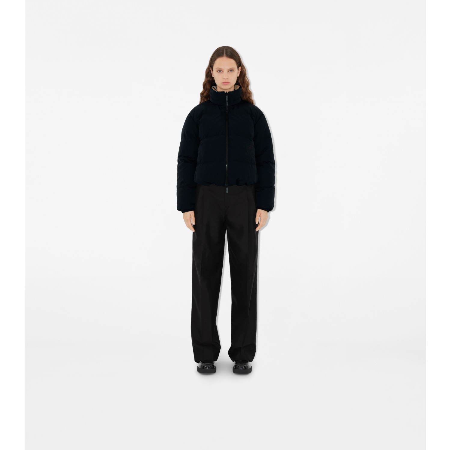 Reversible Check Nylon Puffer Jacket