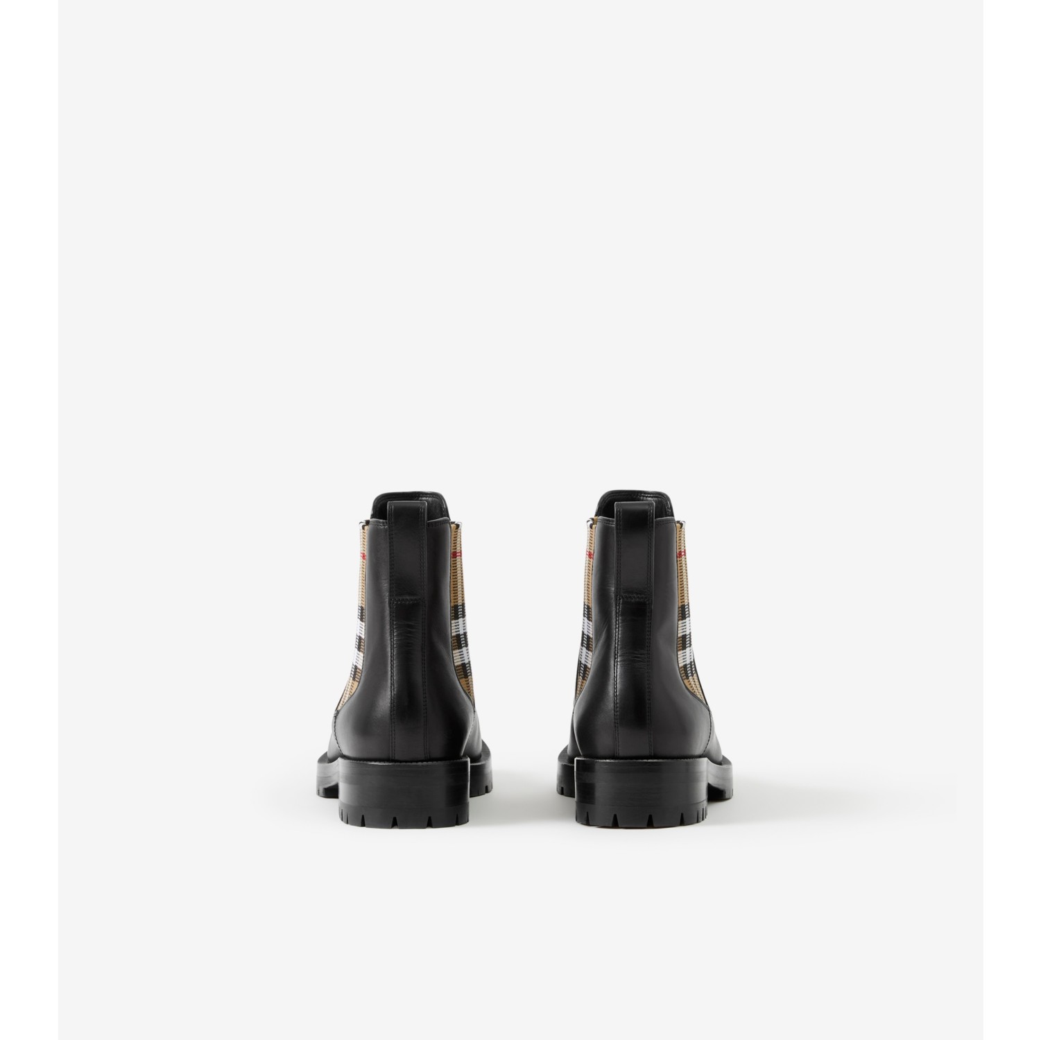 Check Panel Leather Chelsea Boots