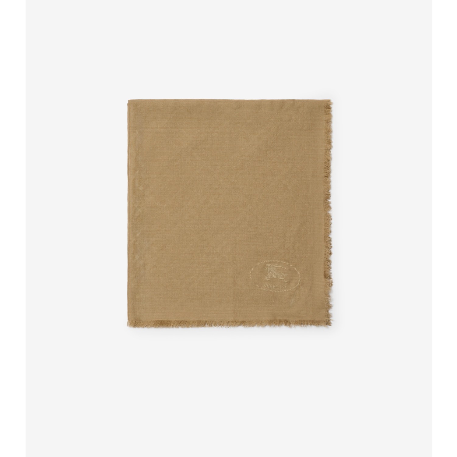 Wide Check Wool Silk Scarf
