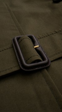 B Buckle on Khaki Burberry Trench Coat