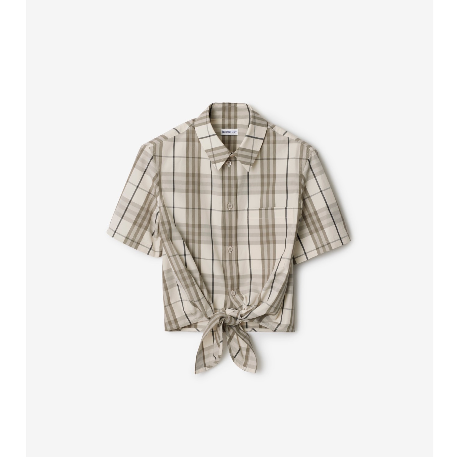 Cropped Check Cotton Shirt