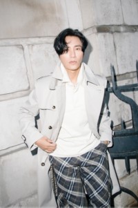Shot of Chen Kun, wearing Burberry Trench Coat with Burberry Check Trousers