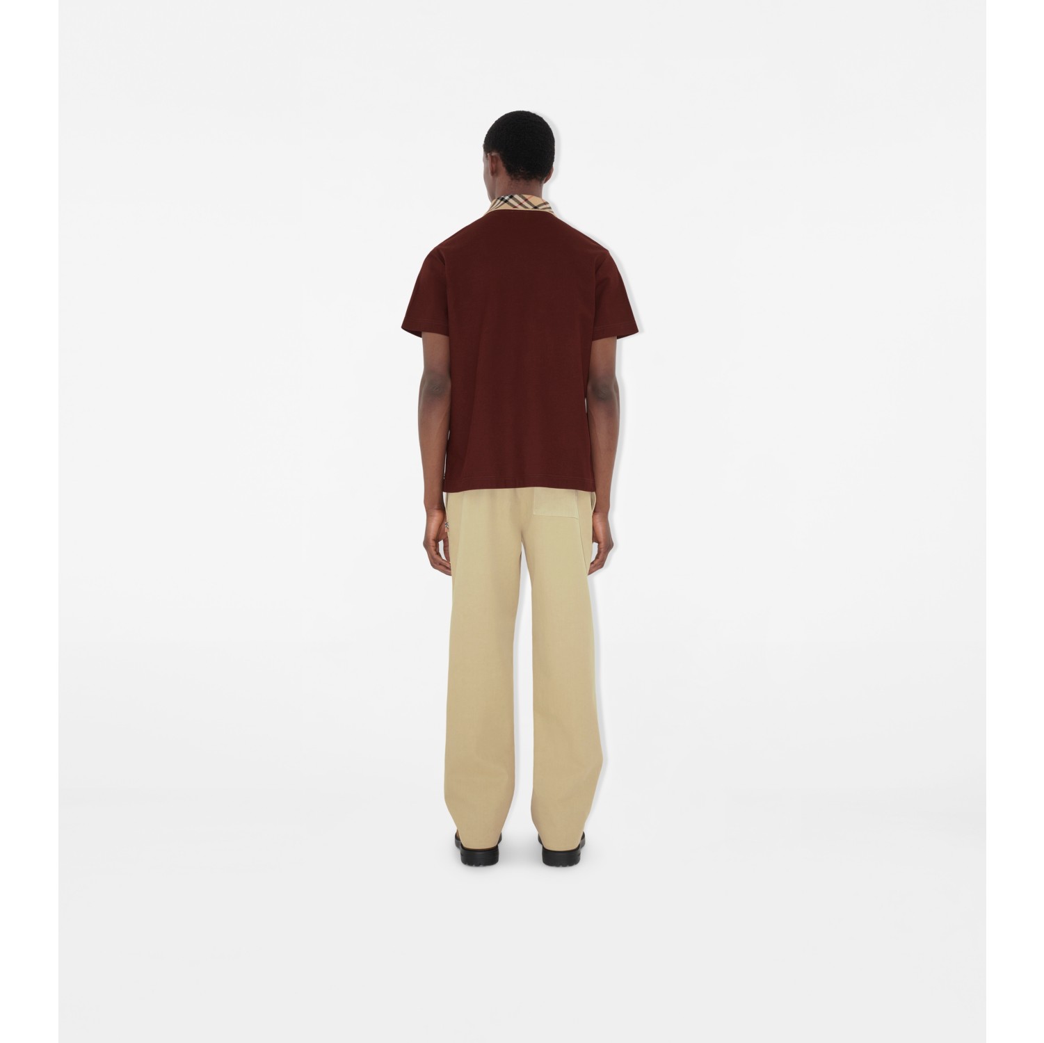 Check Collar Cotton Polo Shirt