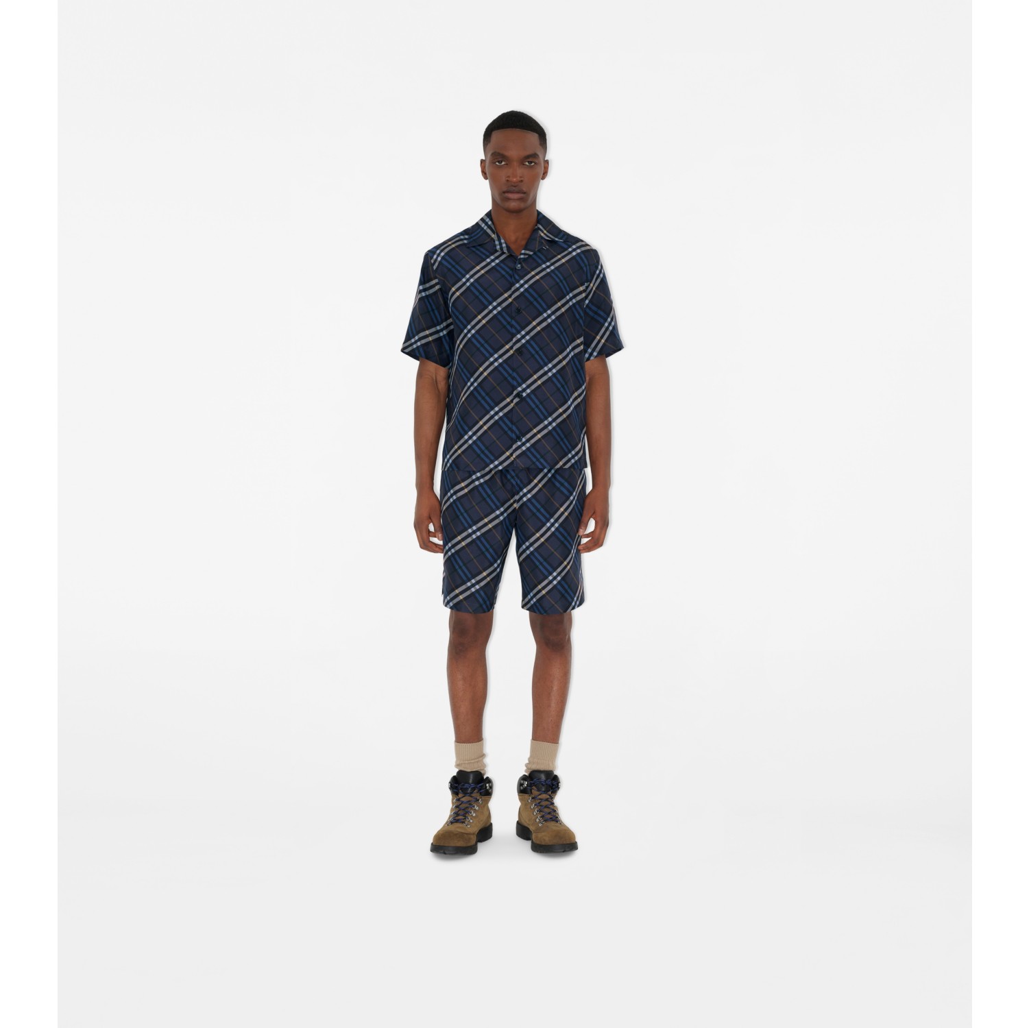 Relaxed Fit Check Silk Poplin Shirt