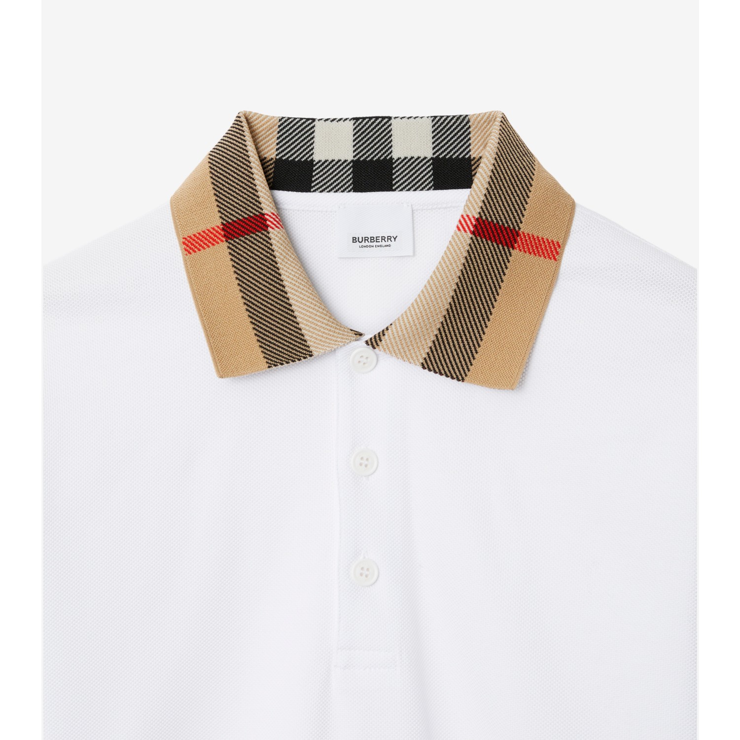 Check Collar Cotton Polo Shirt