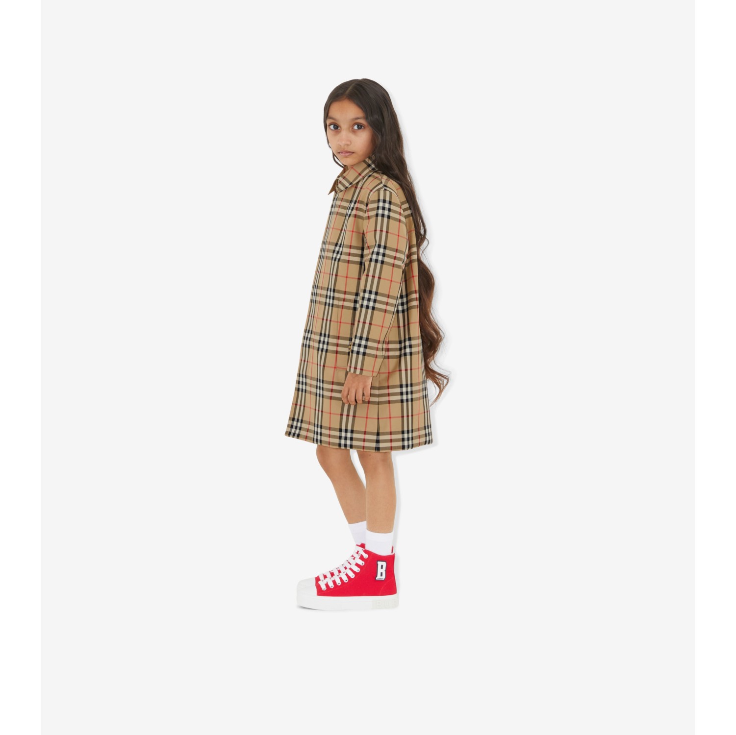 Car coat dupla face de gabardine em Check