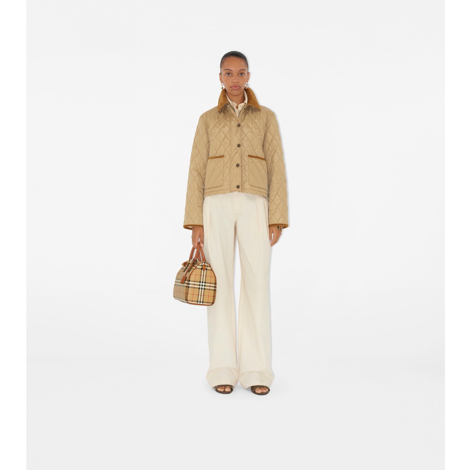 Cropped Quilted Nylon Jacket