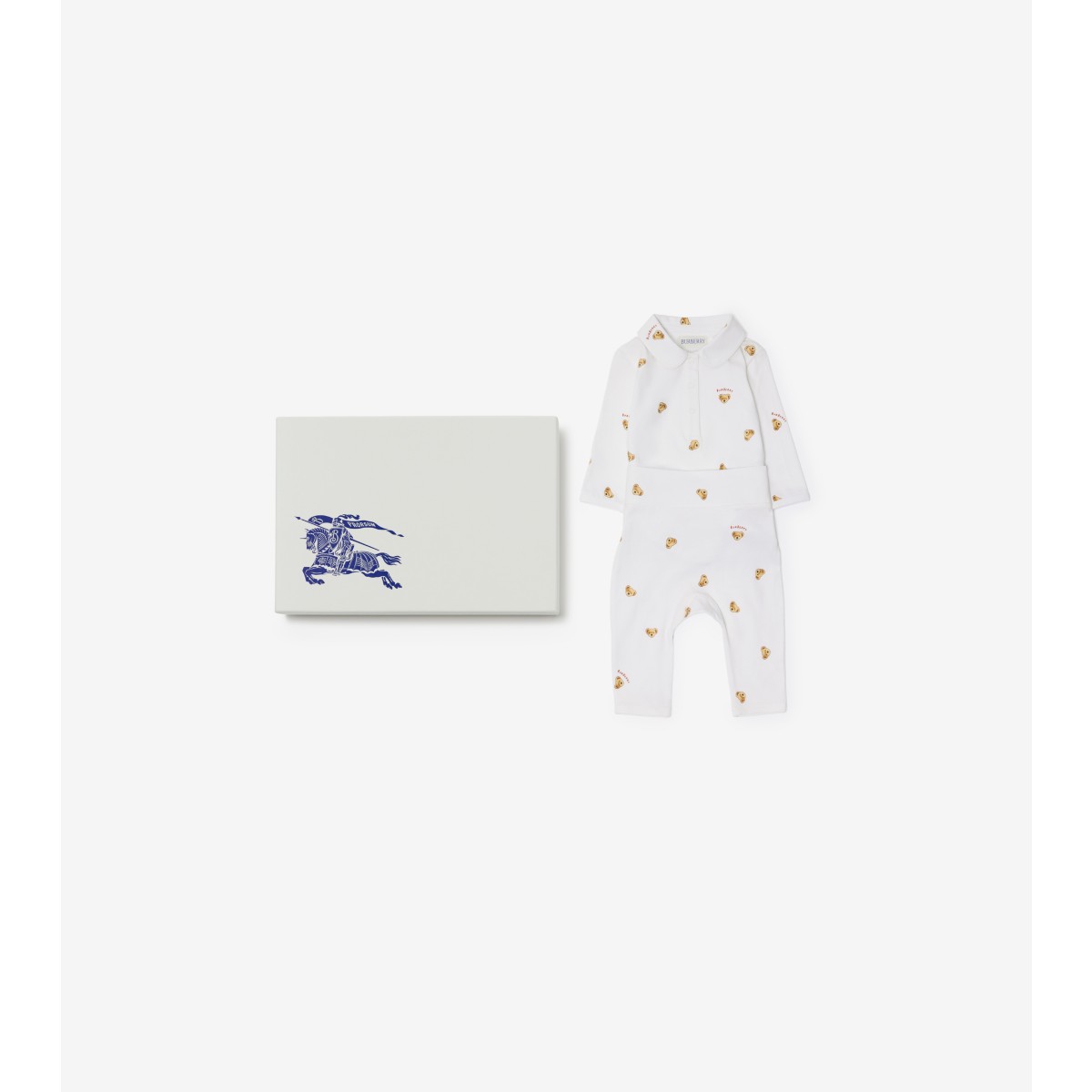 Burberry Childrens Thomas Bear Stretch Cotton Two-piece Baby Gift Set