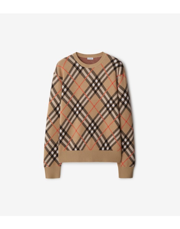 Check Wool Mohair Blend Sweater