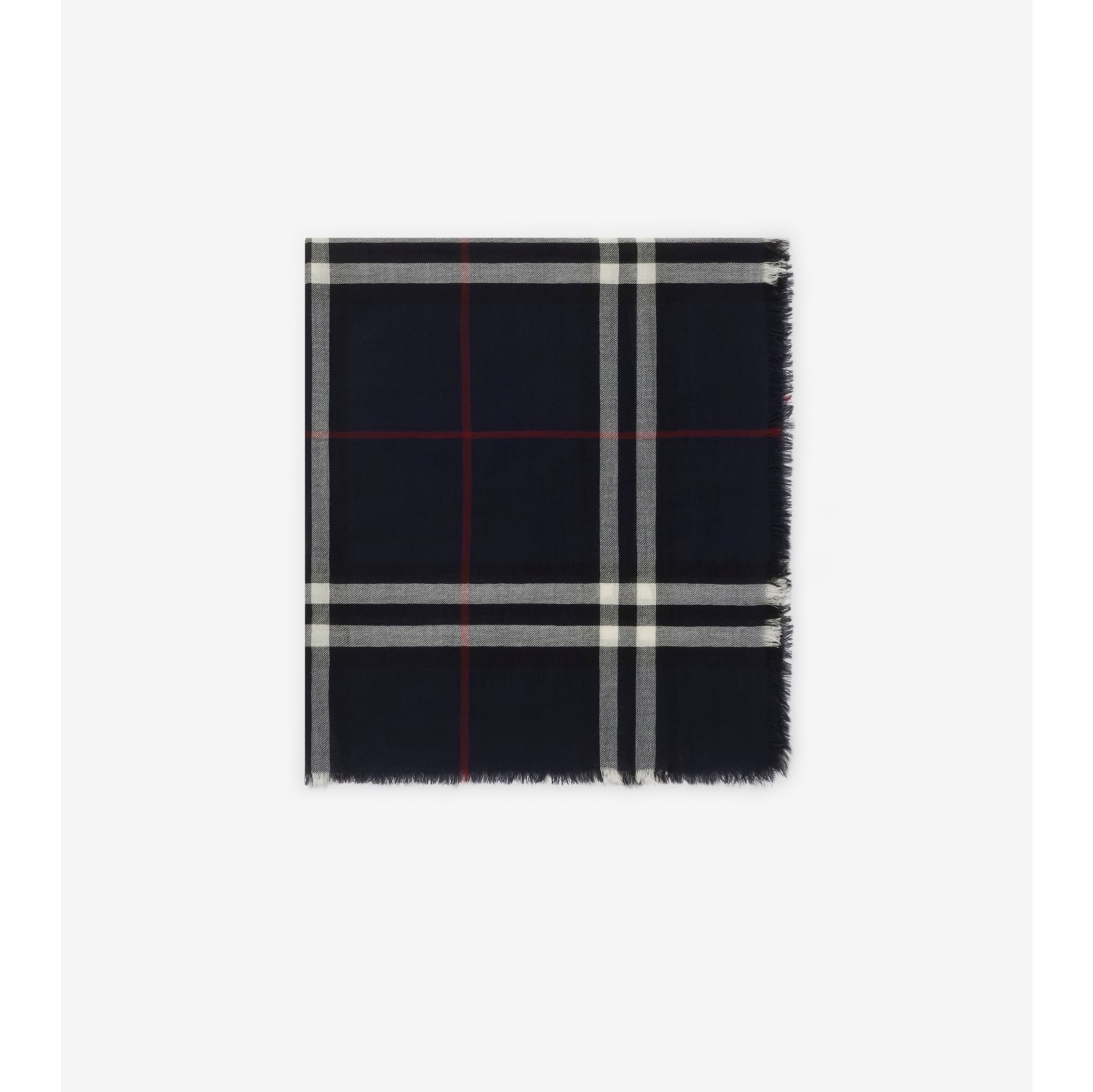 Wide Check Wool Scarf
