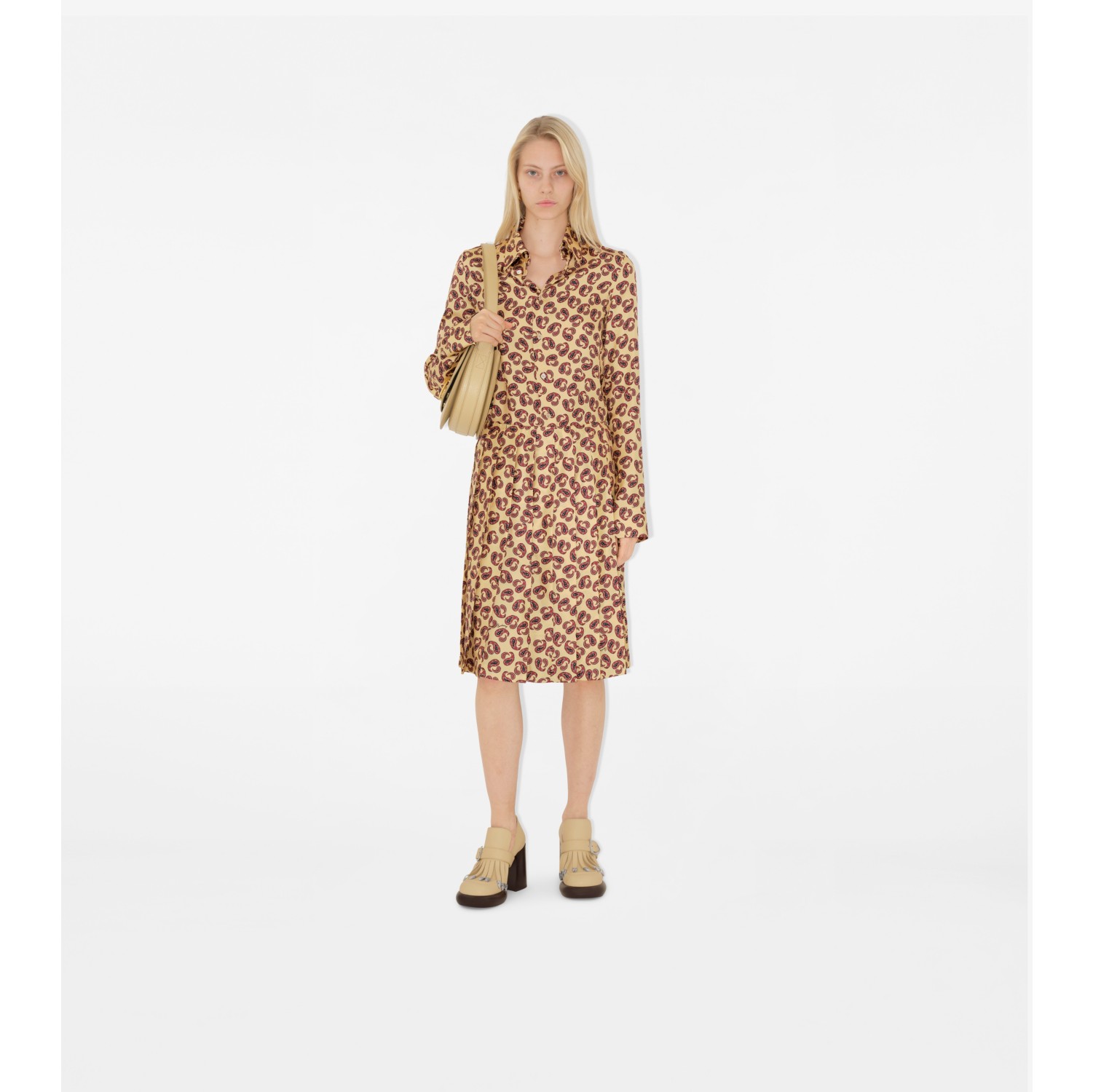 Jupe plissée en soie à motif paisley