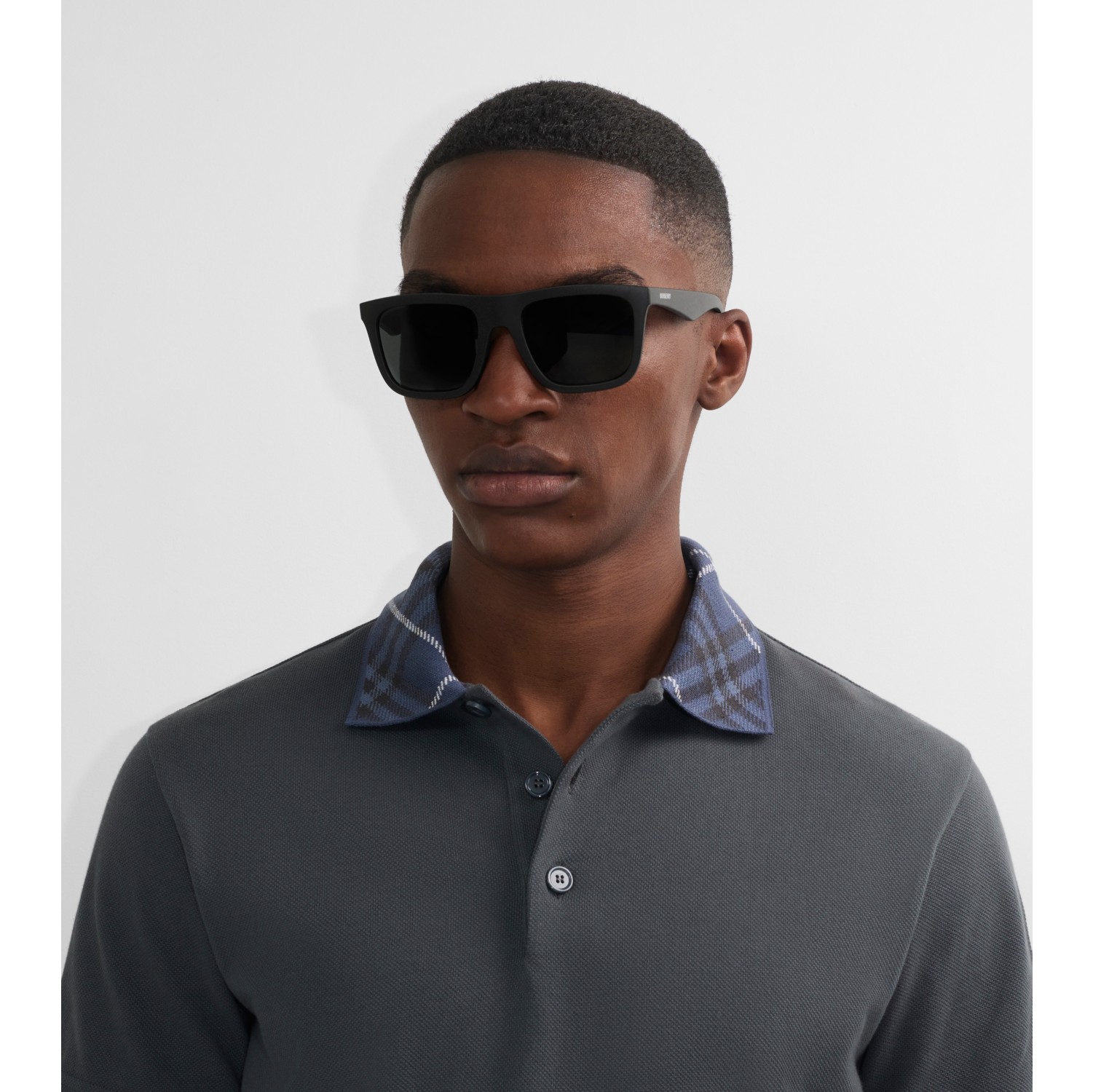 Embossed Check Square Sunglasses