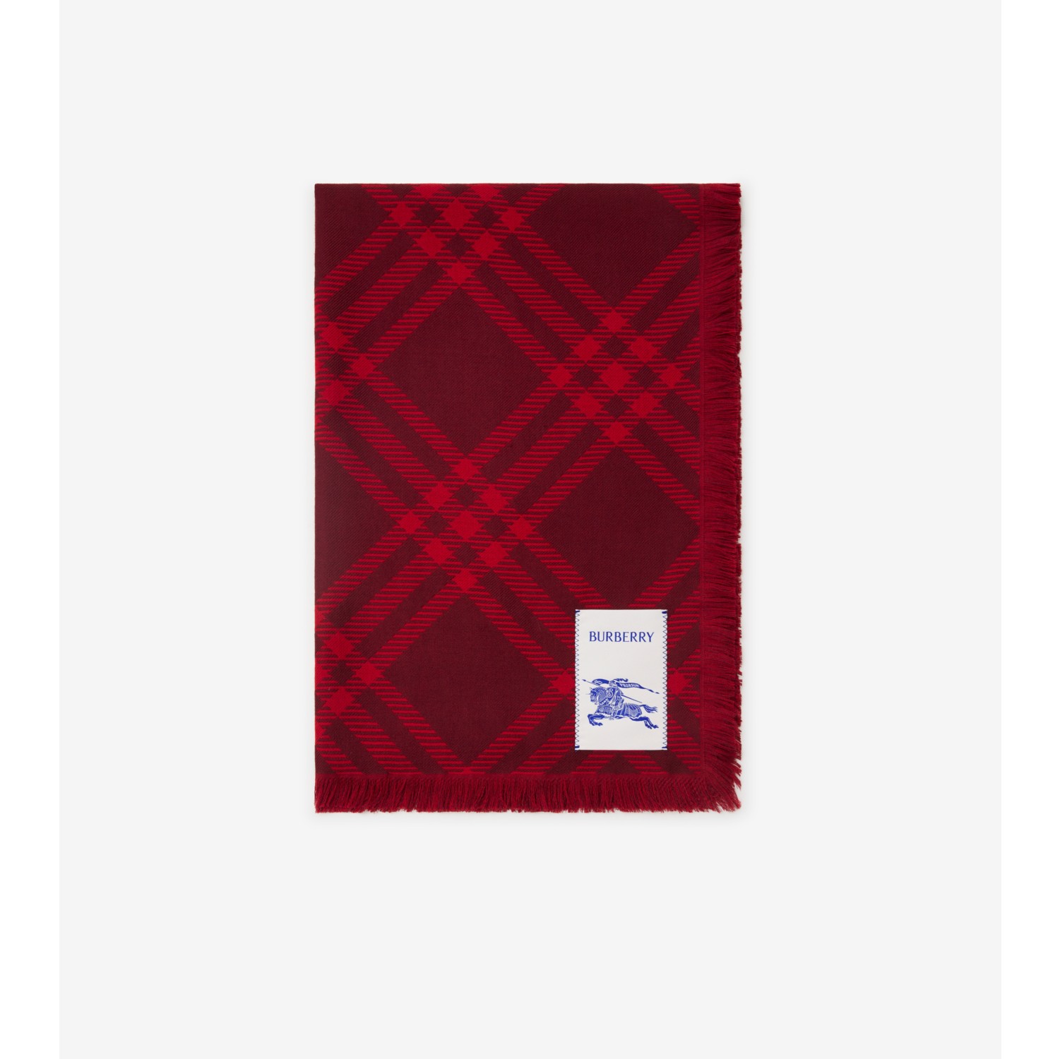 Wide Check Wool Silk Scarf