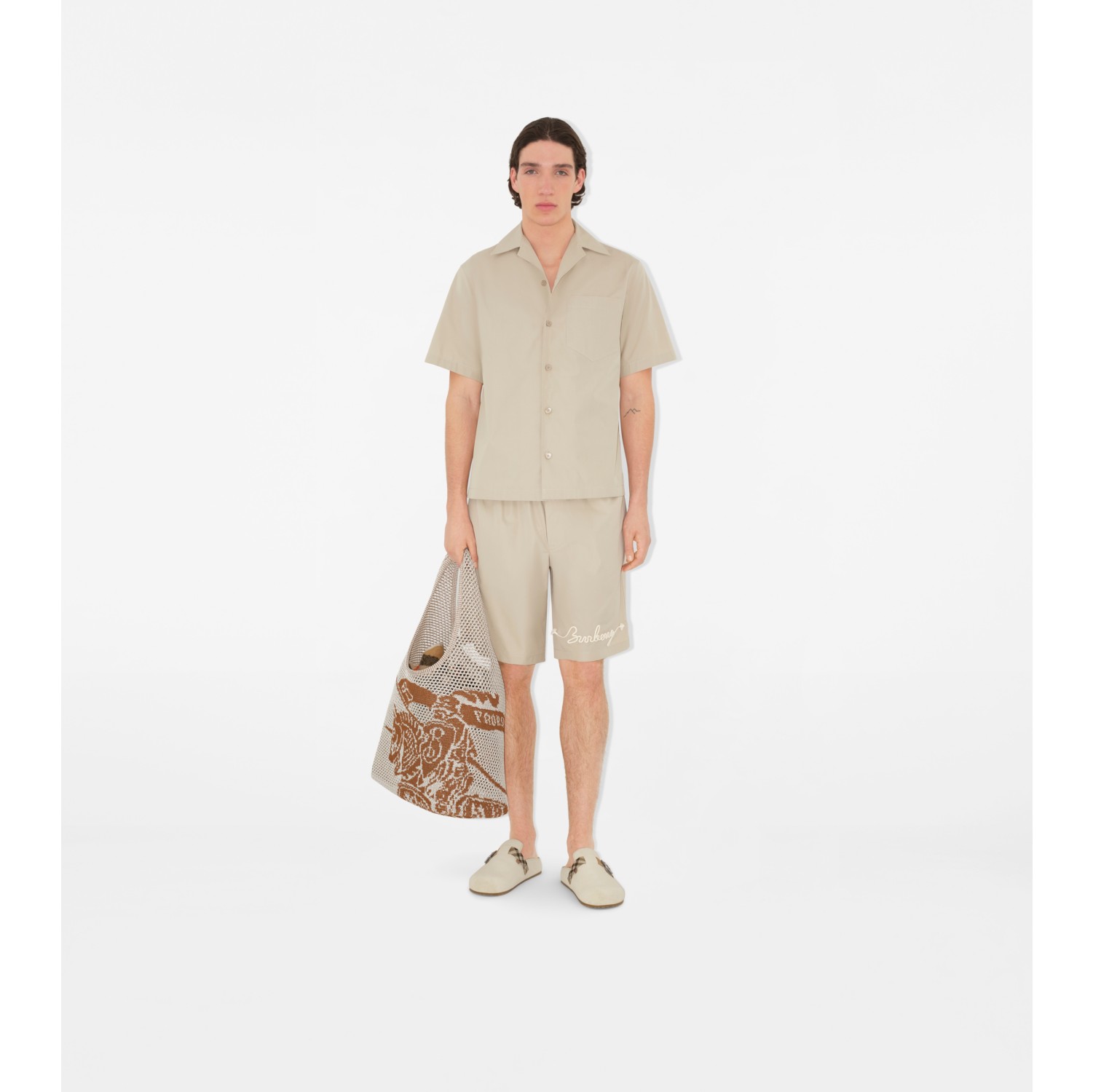 Relaxed Fit Knot Logo Cotton Poplin Shirt