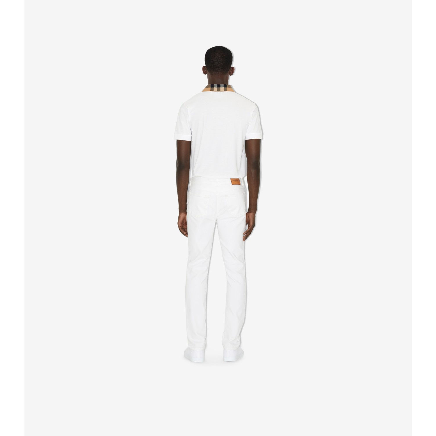 Check Collar Cotton Polo Shirt