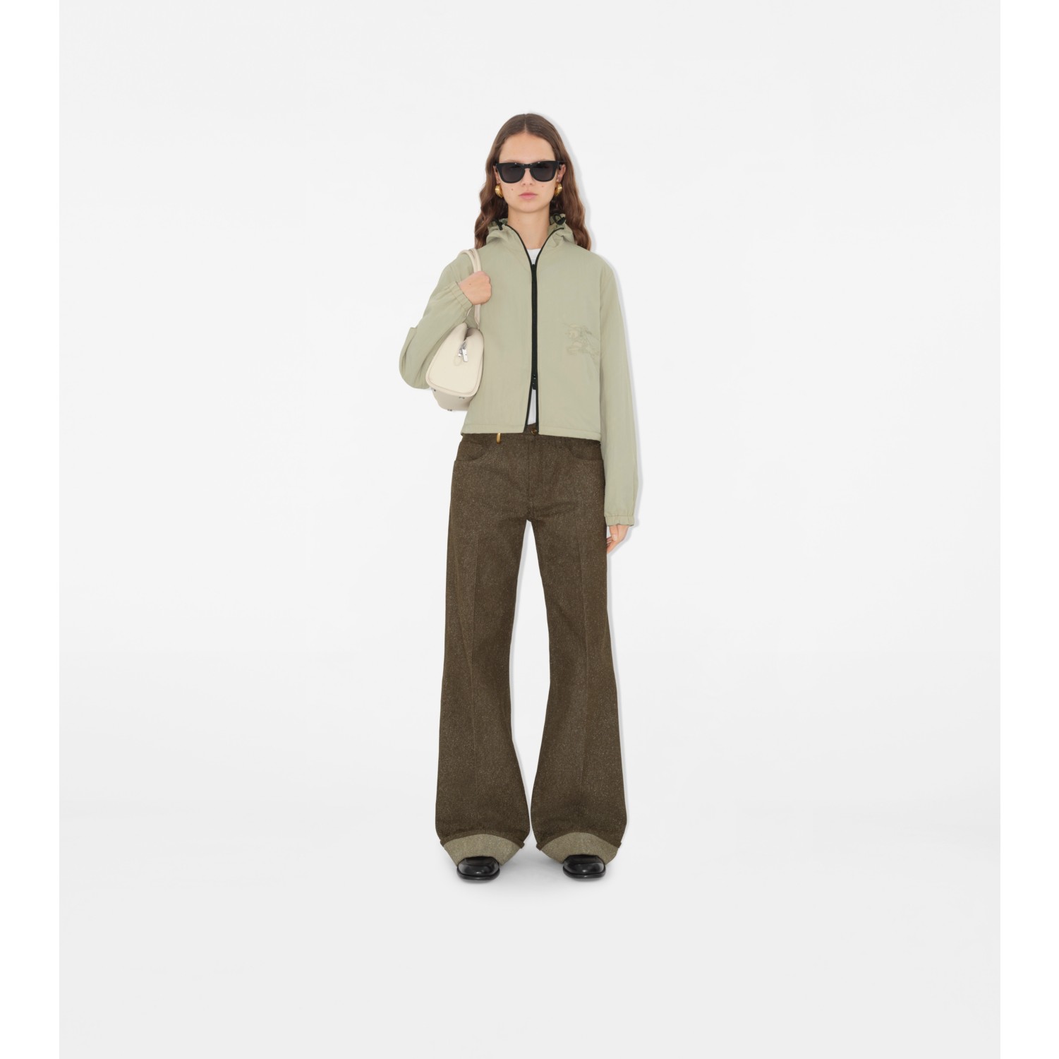 Cropped Reversible Check Hooded Jacket