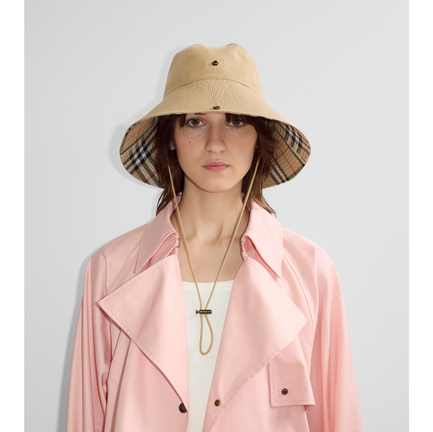 Check Brim Gabardine Hat