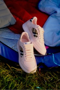 Leather and Check Terrace Sneakers​ in colour Flora