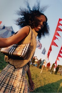 Burberry Festival Campaign featuring a model with Check Shoulder Bag