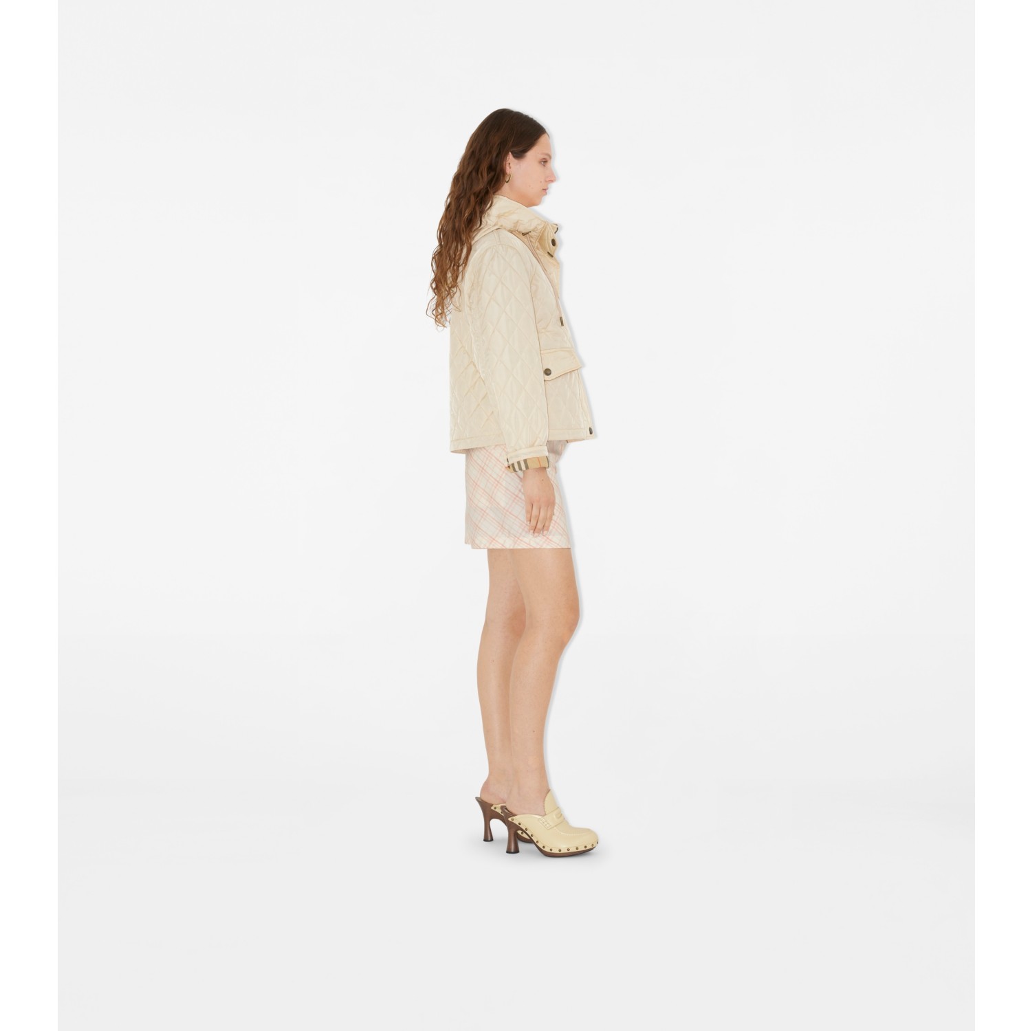 Cropped Quilted Nylon Hooded Jacket