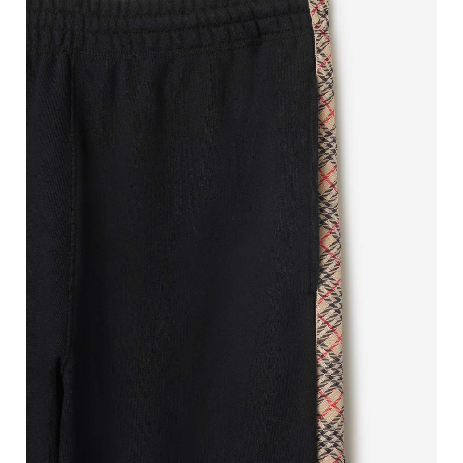 Check Trim Cotton Jogging Pants