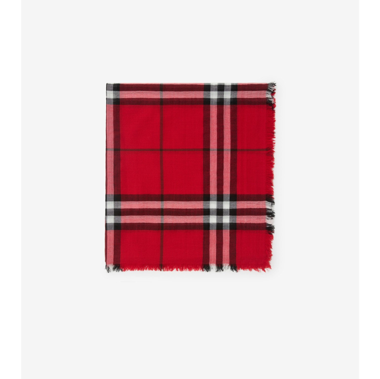 Wide Check Wool Scarf
