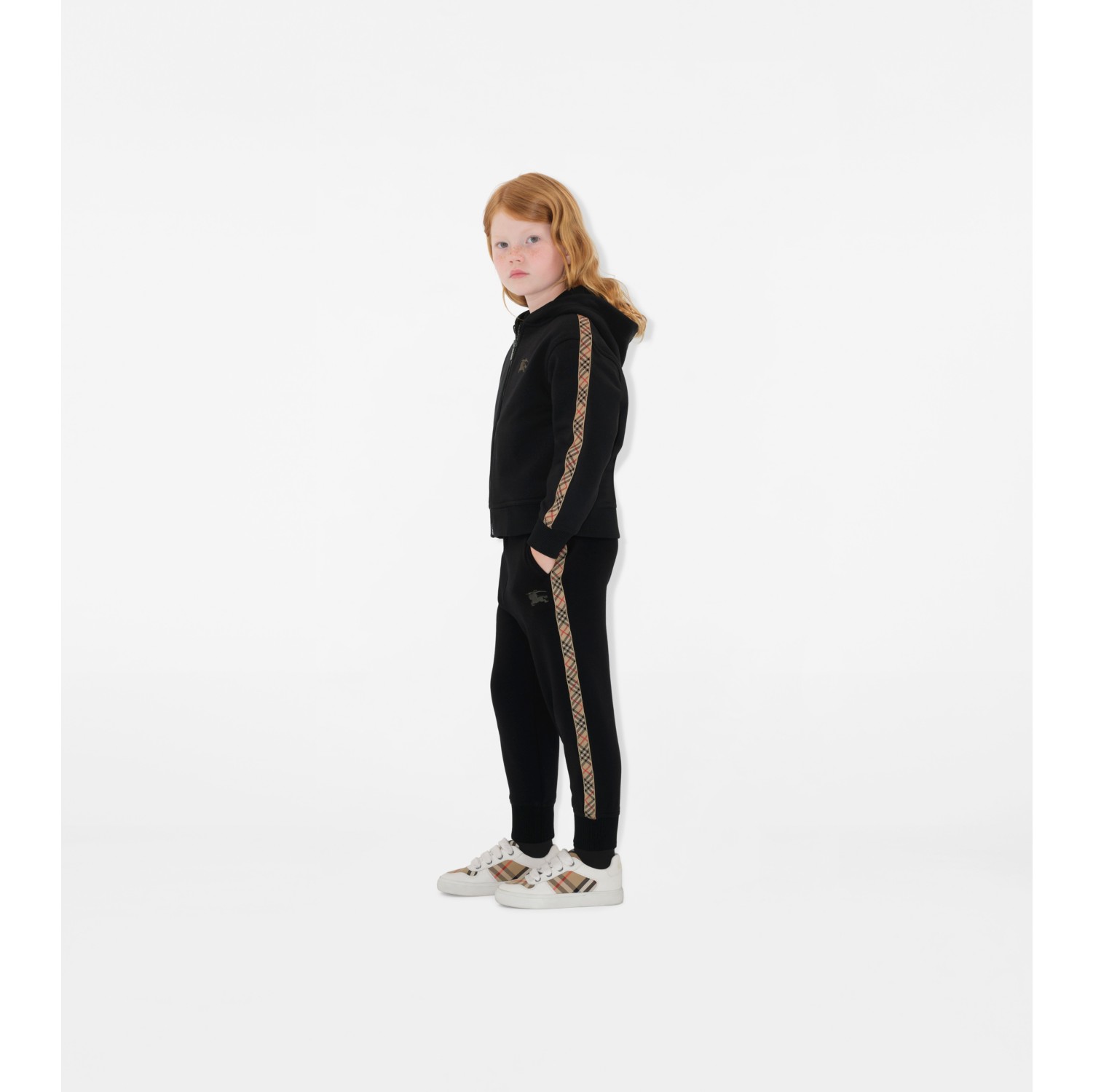 Check Trim Cotton Jogging Pants