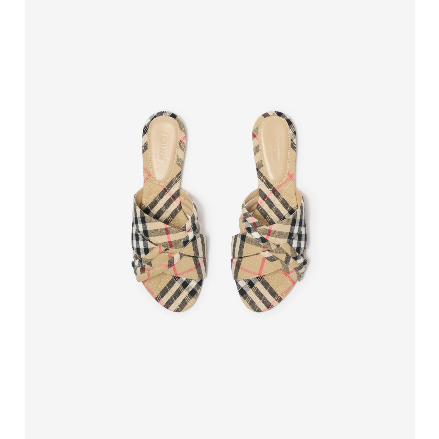 Check Linen Blend Cabana Sandals​