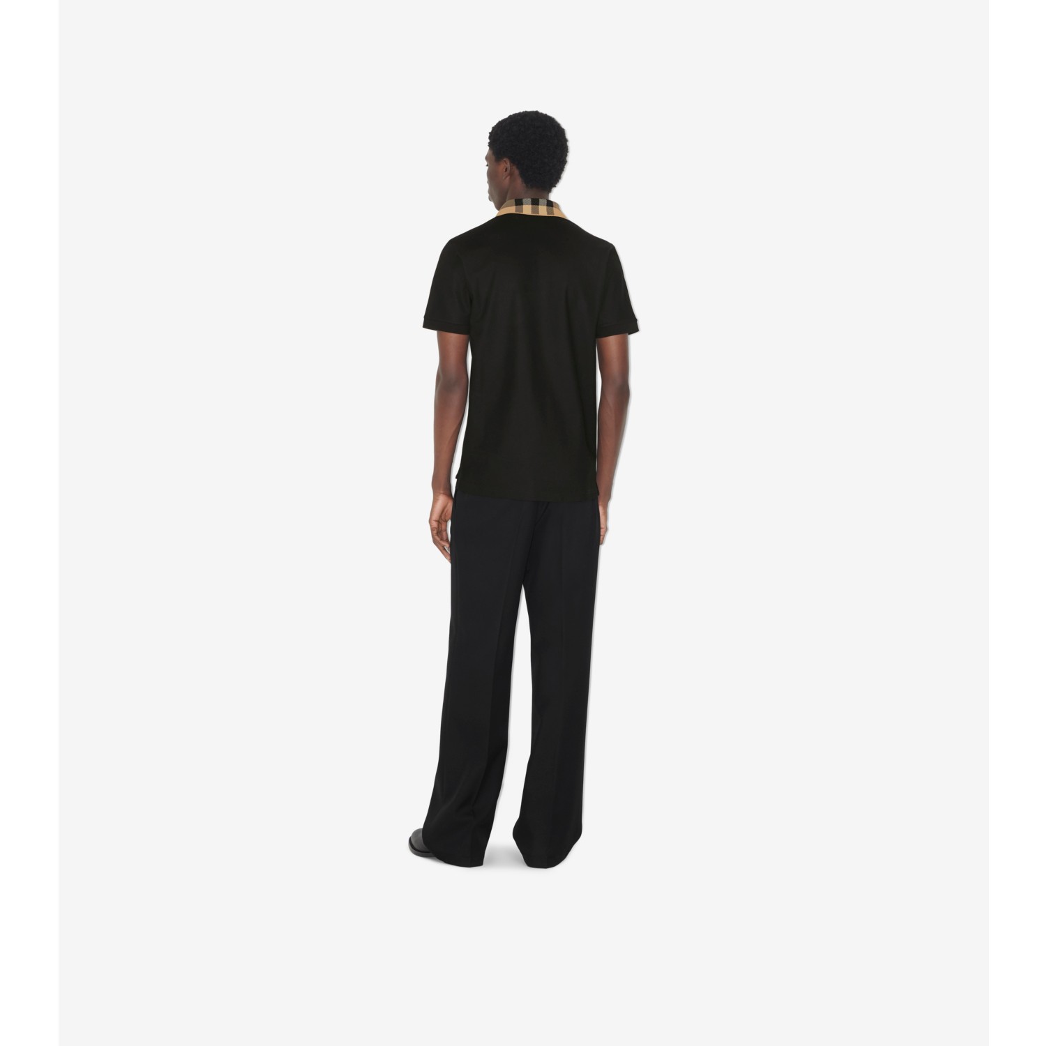 Check Collar Cotton Polo Shirt