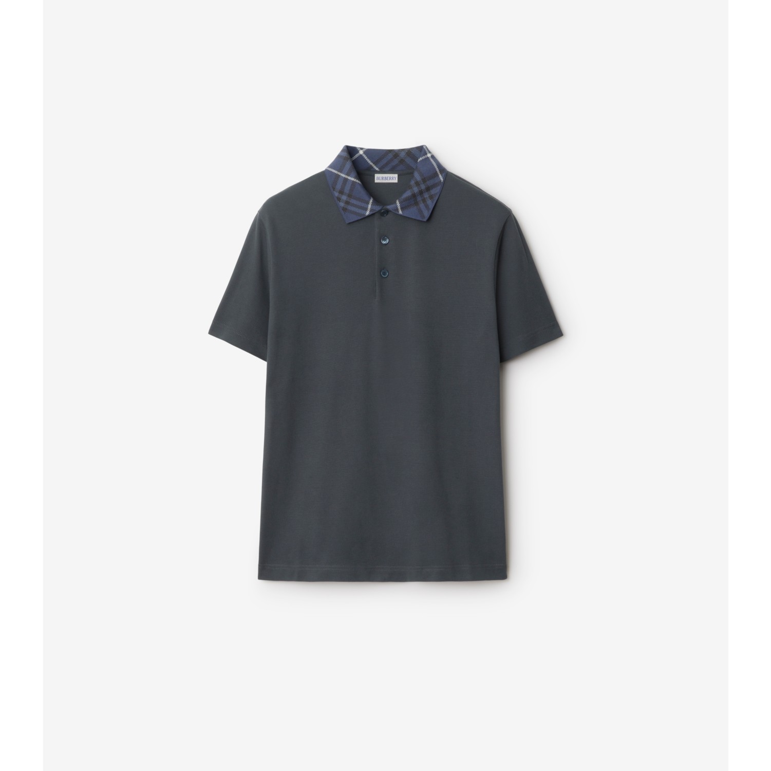 Check Collar Cotton Polo Shirt
