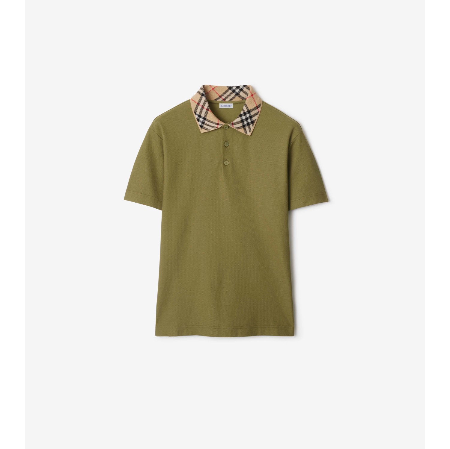 Check Collar Cotton Polo Shirt