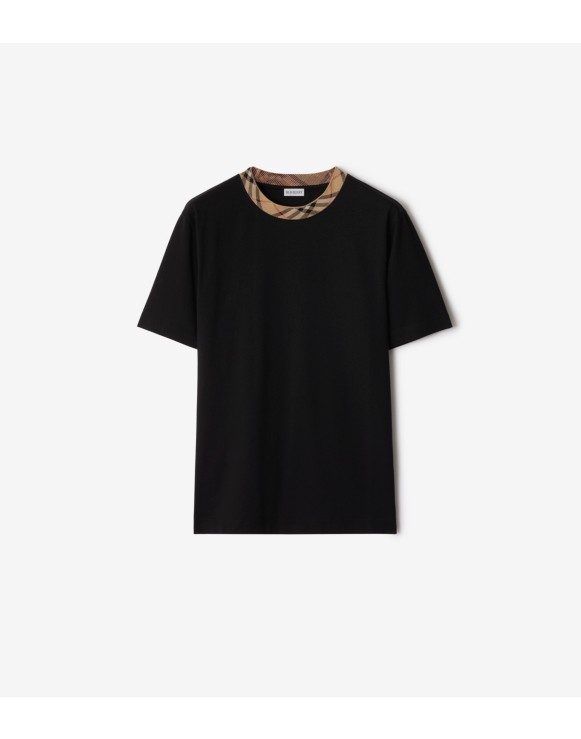 Check Trim Cotton T-shirt