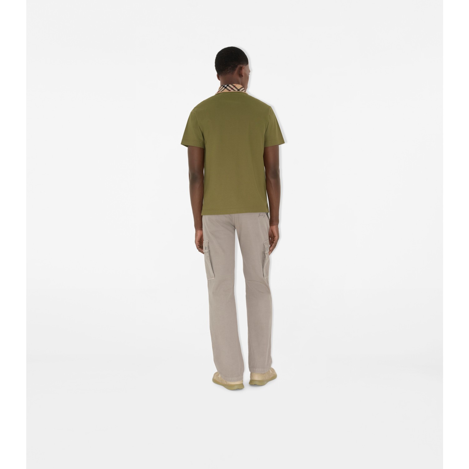 Check Collar Cotton Polo Shirt